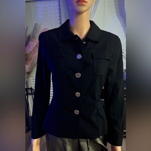 Ellie Tahari Black Button-Up Jacket